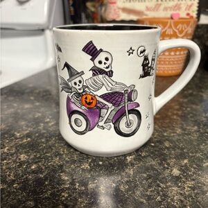 Halloween Skeleton Motorcycle Ceramic Mug